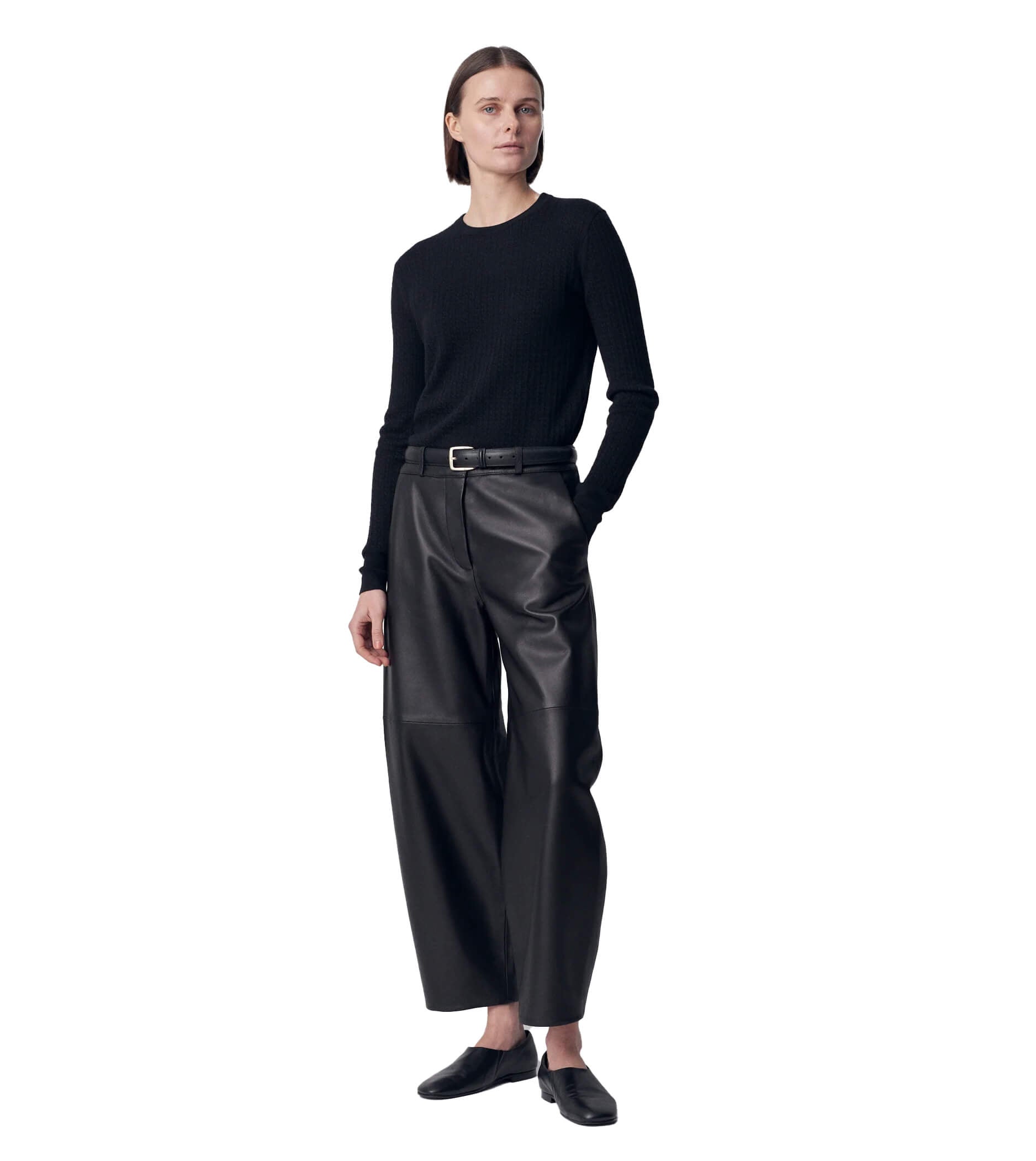 CO COLLECTION Tailored Curved Trouser Pant in Lambskin Leather