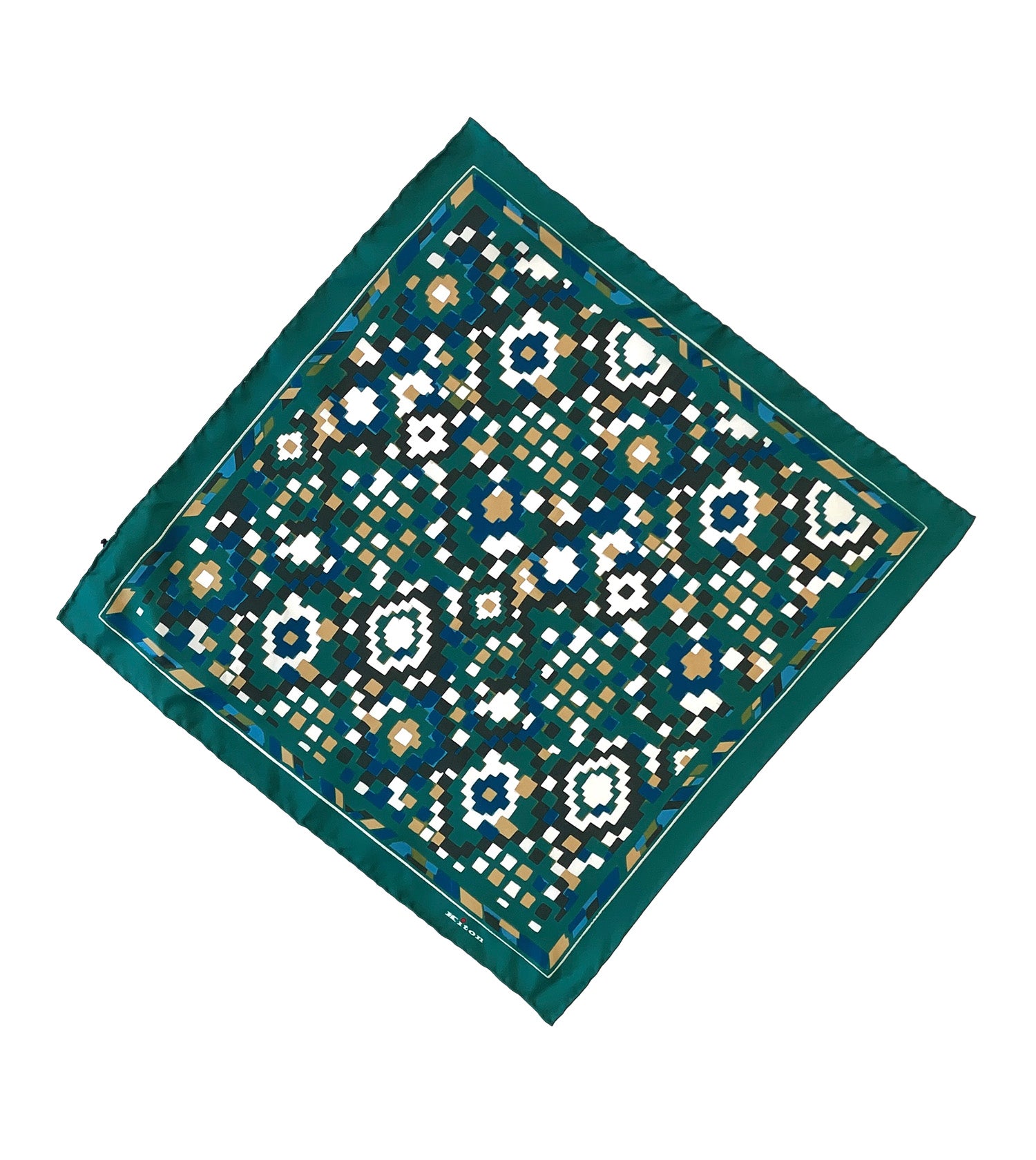 KITON Silk Geo Pattern Pocket Square