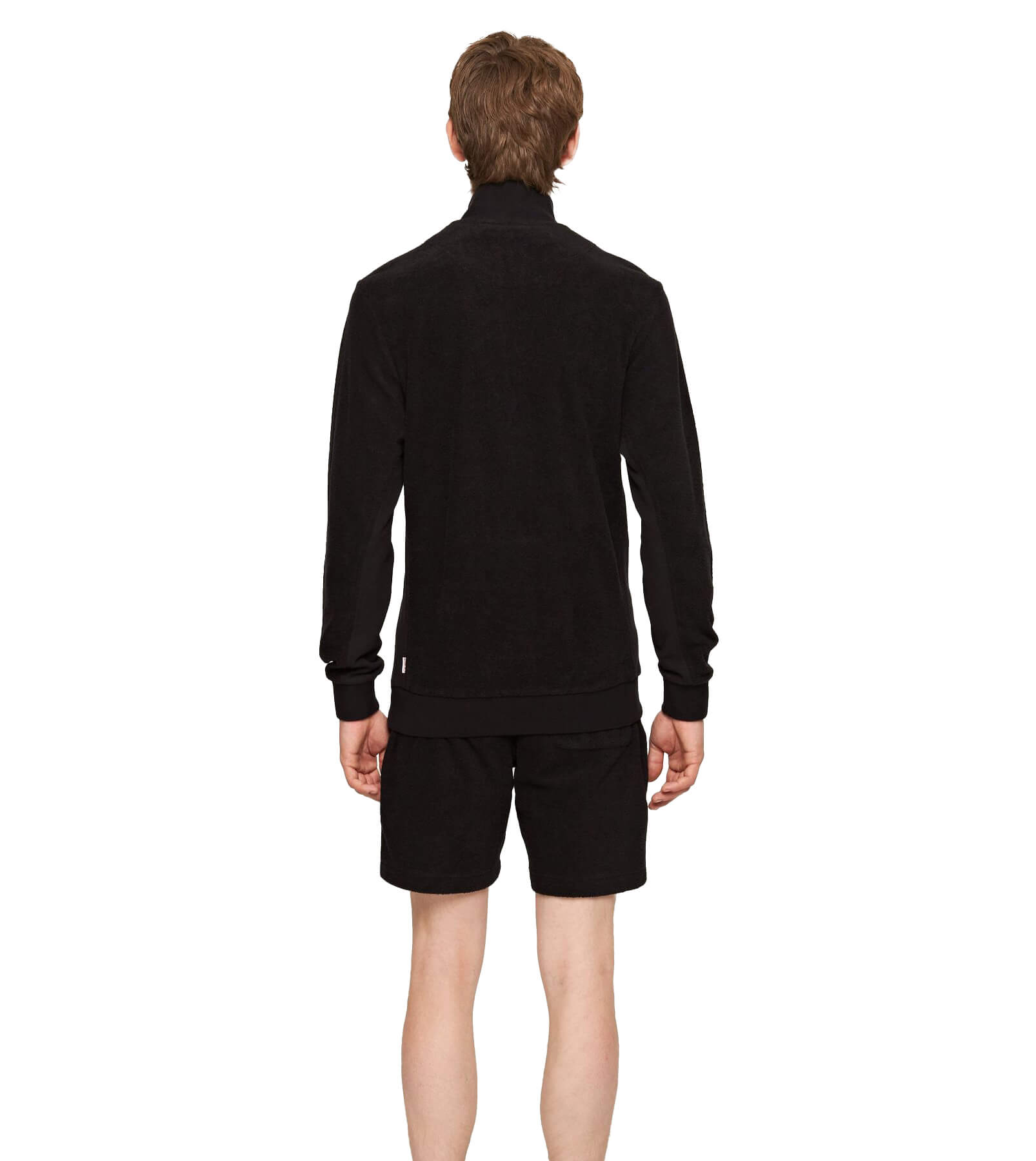 ORLEBAR BROWN Isar Mix Texture 1/4 Zip Sweater, in Black
