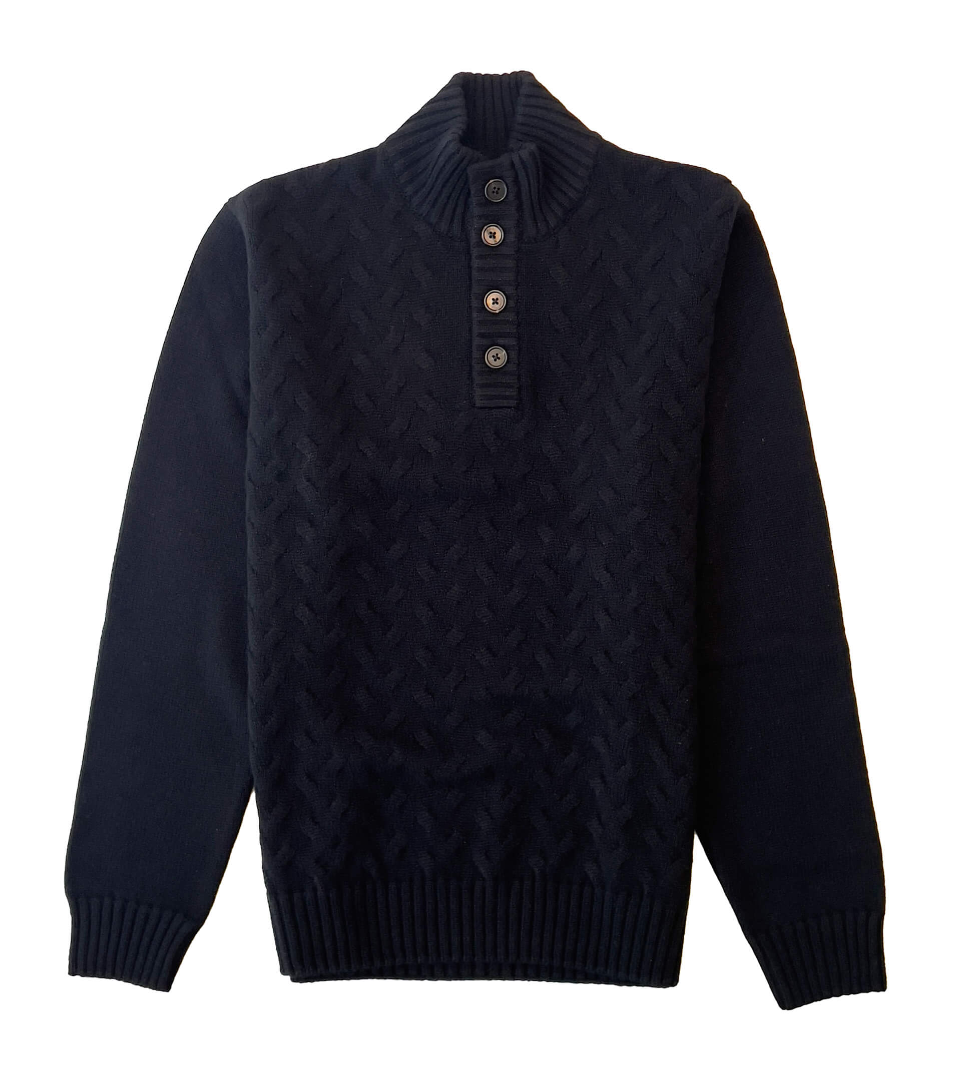 FIORONI CASHMERE 100% Cashmere Cable Knit Mock Sweater