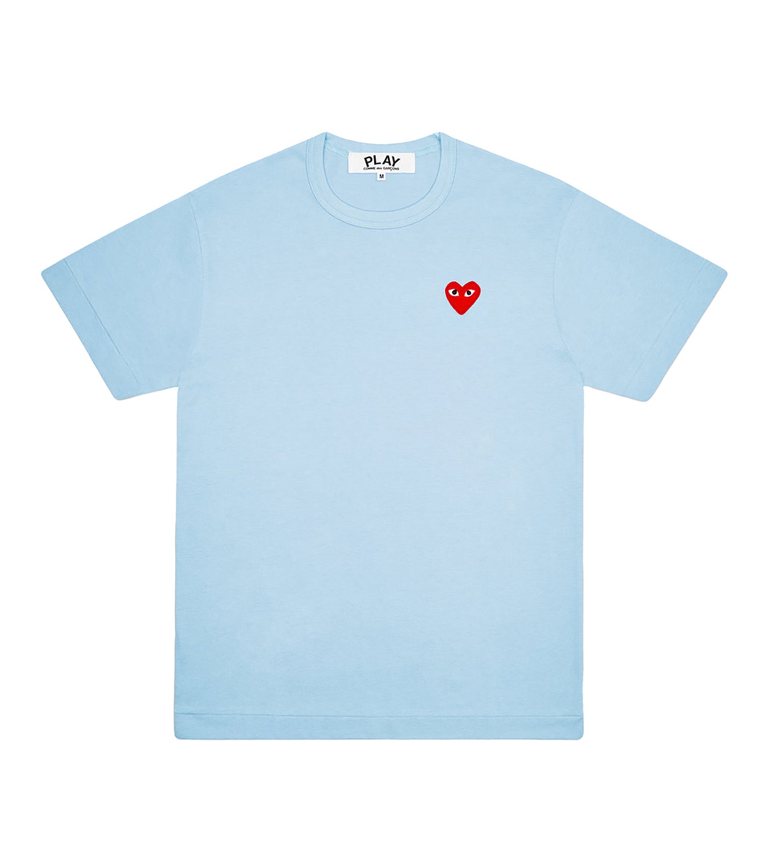 COMME DES GARÇONS PLAY Men's Bright Red Heart on Blue T-Shirt