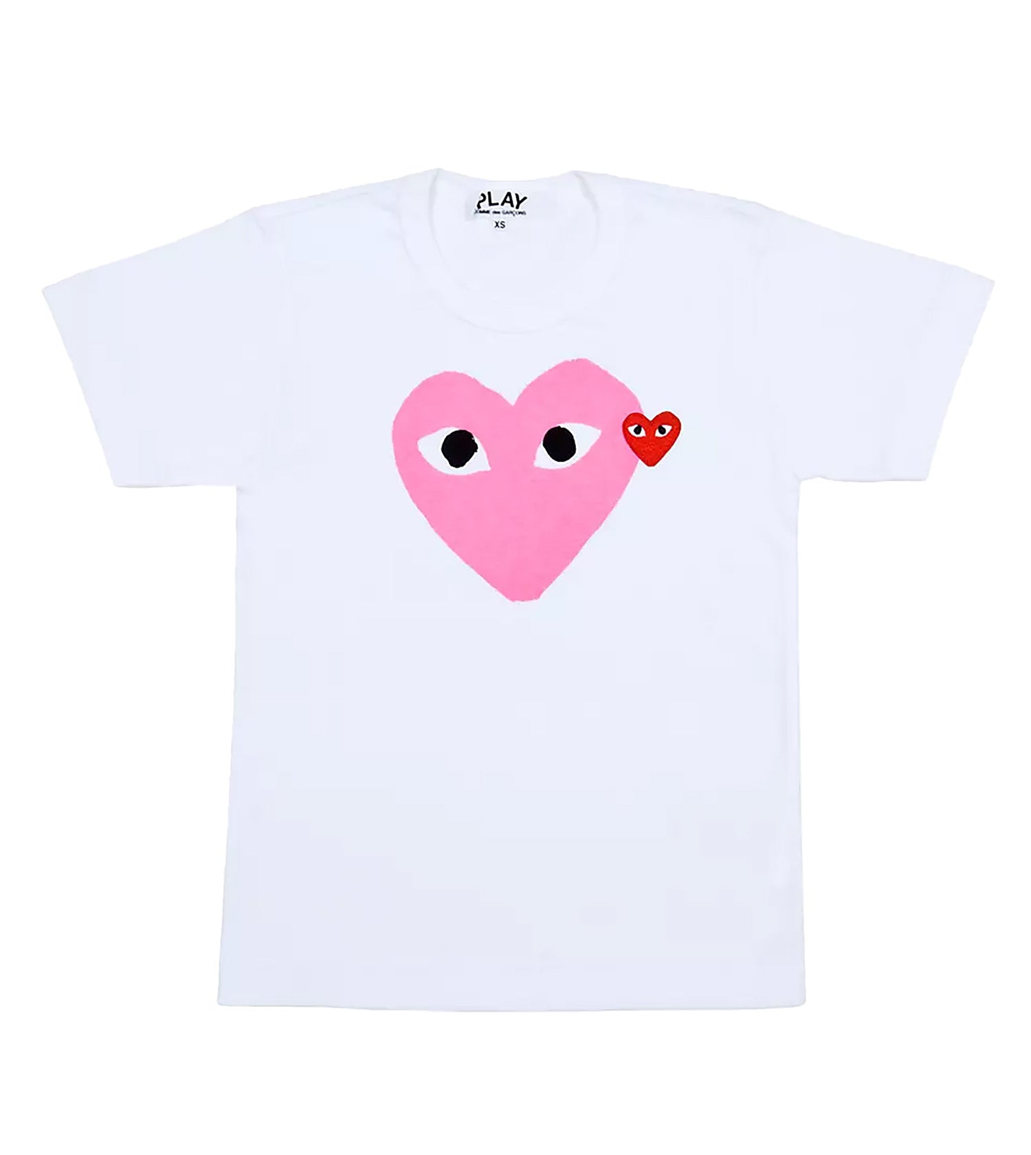 COMME DES GARÇONS PLAY Men's Pink Heart T-Shirt, in White