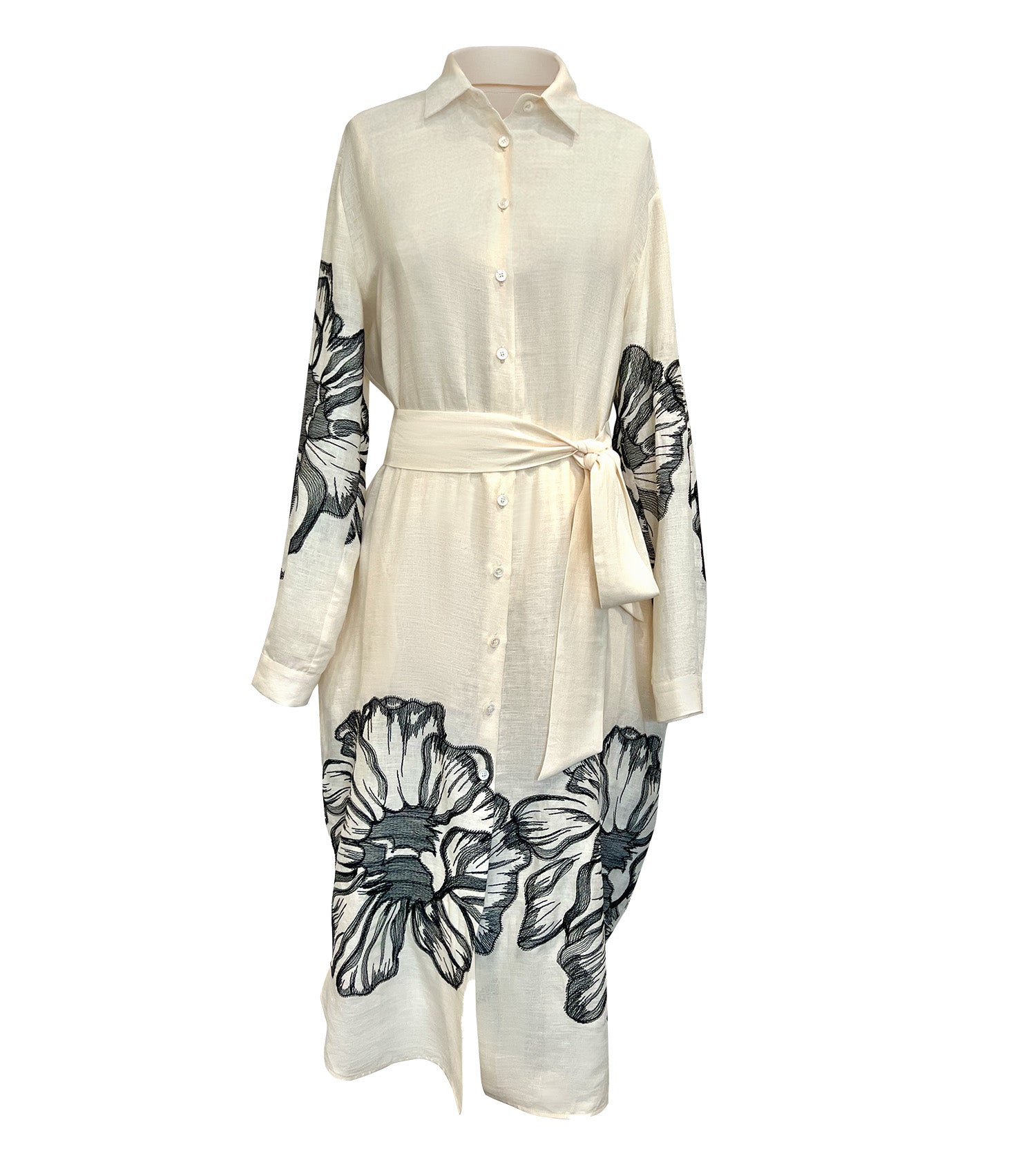 KITON Linen Dress With Lace Inset
