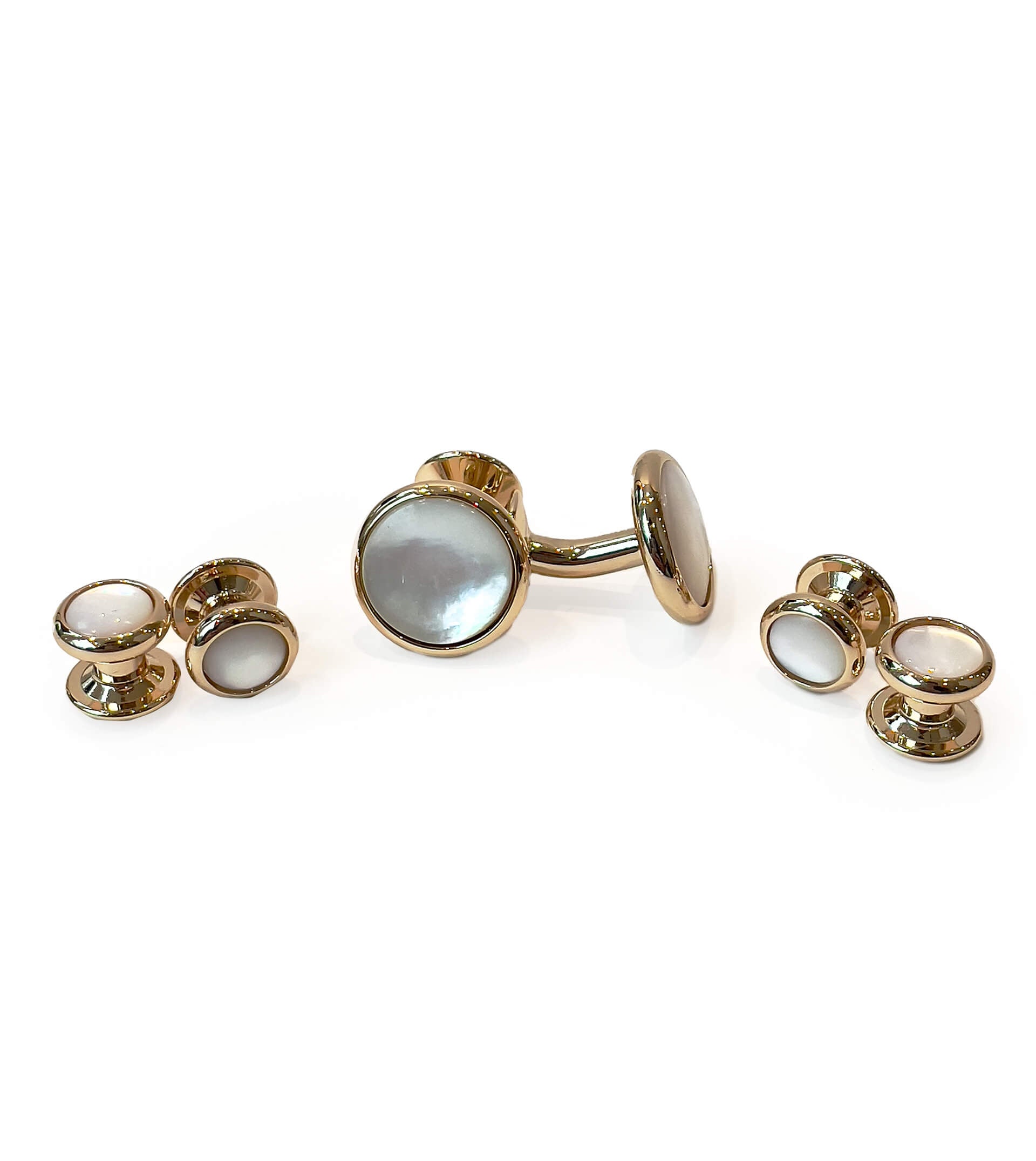 DAVID DONAHUE Mother of Pearl Brass Stud Set, in Gold