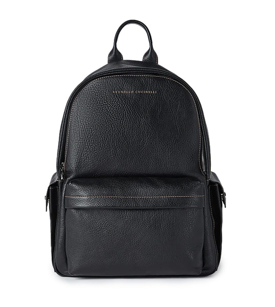 Brunello Cucinelli, Grained calfskin travel backpack, Black, OS