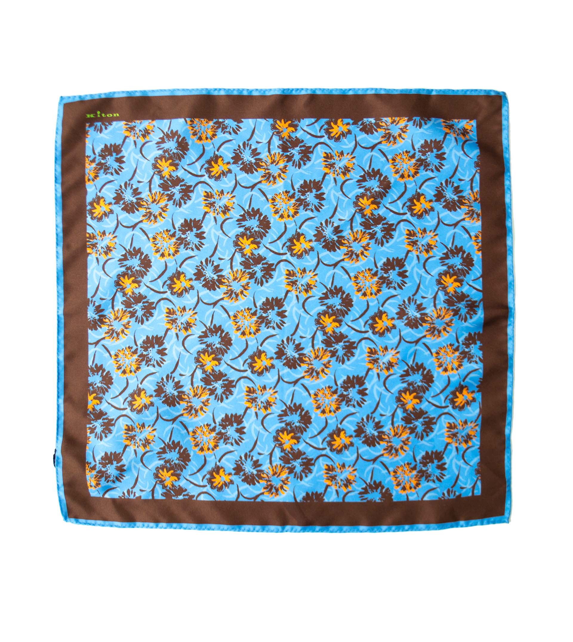 KITON Silk Dandelion Pattern Pocket Square