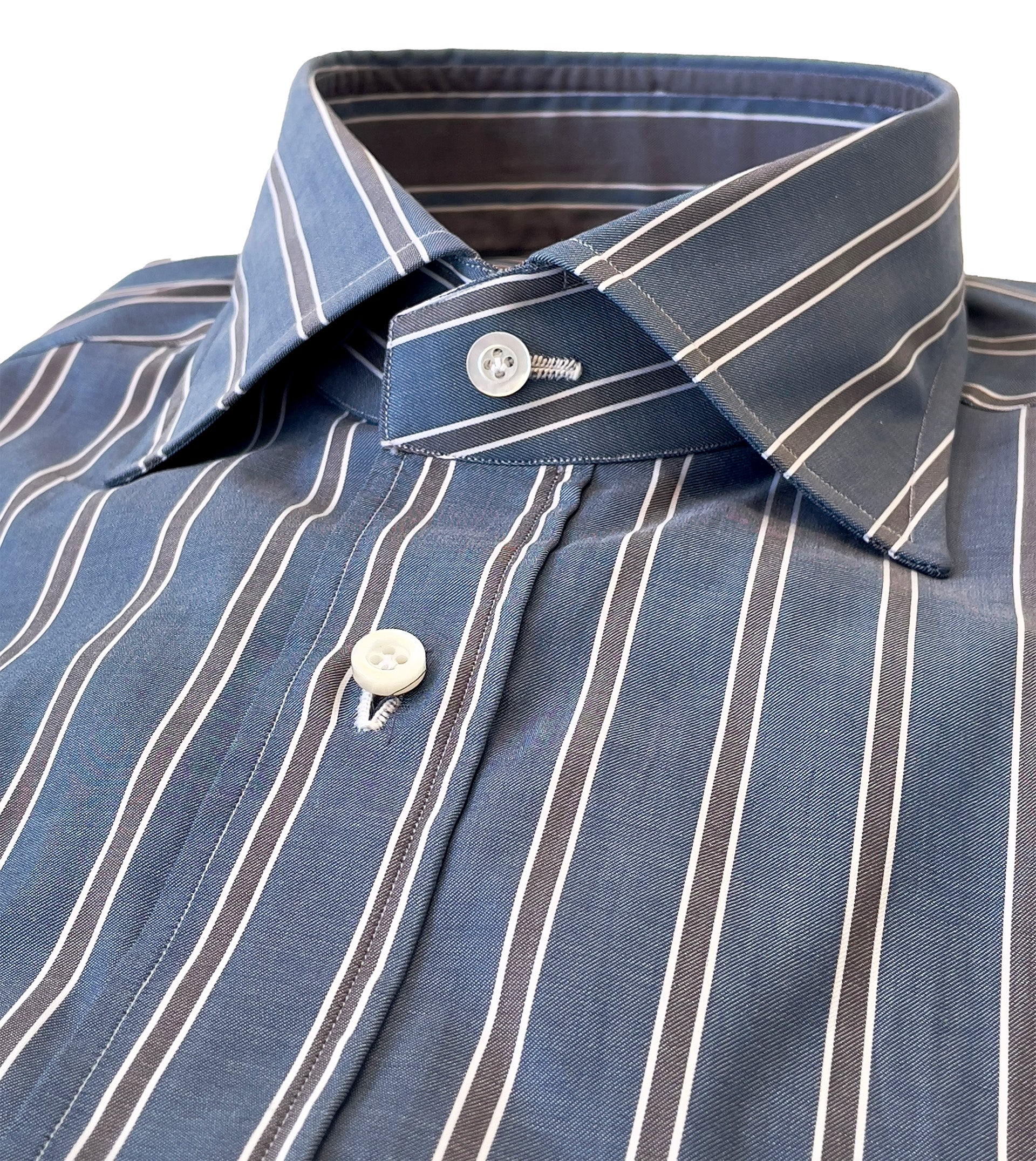 ISAIA Blue/Grey Ribbon Stripe Shirt
